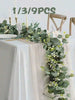 CHIGO 9/5/3/1pc Artificial Eucalyptus Vine Greenery Table Flower, Realistic With White Flowers Fake Vine For Wedding Party Decoration, Hanging Greenery Wall Decor, Mother's Day Party Decoration, Outdoor And Indoor Wall Decoration